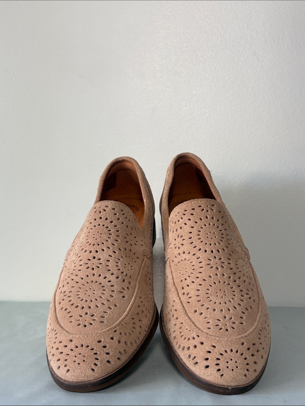 Women’s Clarks Collection Trish Calla Suede Slip-On Loafers. Sand Beige/Size-9
